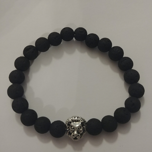 Lava Stone Bead Stretch Bracelet - Picture 2 of 7